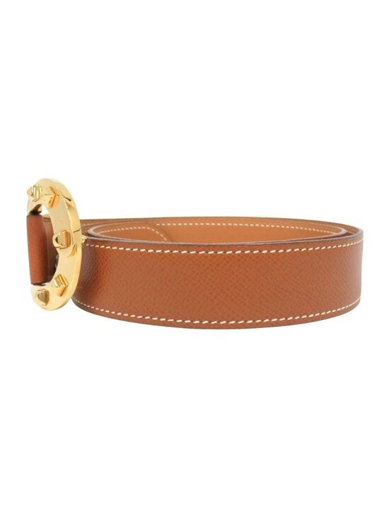 Hermes Horse Buckle Belt Courchevel Leather Vintage 72 Brown main image 6